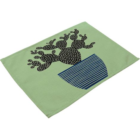Tapis De Table En Coton Et Lin - Design Plante En Pot - Isolation Thermique Et Lavable - Lot De 6 (1/3)