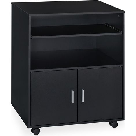 Caisson de bureau mobile pratique avec tiroir à clavier 80 x 40 x 60 cm en métal noir (1/5)