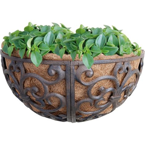 Wandmontierter gusseiserner Blumentopf mit Einsatz (1/2)