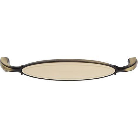 Tirador cuero y porcelana 128mm muebles armarios rústico zamak