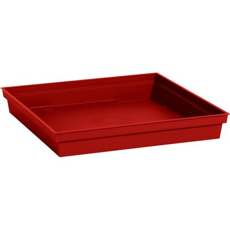 Sottovaso in Plastica L.26,7 X L.26,7 X H.3,8 Cm Rosso Rubino EDA