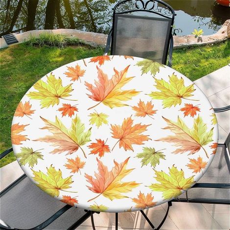 Nappe ronde élastique, motif feuille d'érable, imperméable, lavable