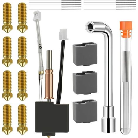 Anycubic Kobra 3 Hotend Kit for Kobra 3 Combo/Kobra 3 V2 3D Printer with nozzle wrench, 8 x 0.4mm brass nozzles, 2 silicone protective sleeves and 10 cleaning needles for the (1/5)