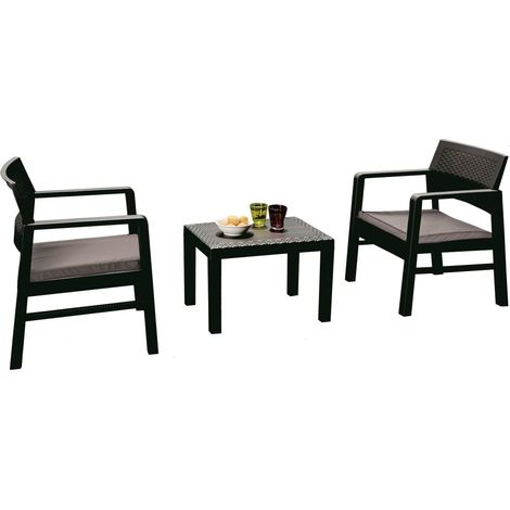 Progarden Balkon Set Kraka 3-tlg anthrazit Sitzgruppe Gartenmöbel Set Essgruppe (1/3)