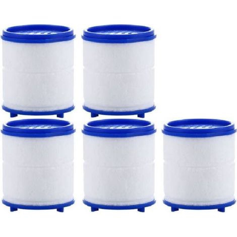 Lot de 5 filtres anti-éclaboussures pour robinet, double filtre coton PP et bille sulfite calcium