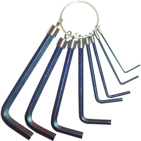 TEC HIT 321103 - Jeu 8 Clés Males - 1,5 à 6 mm - Système de Porte Clé - Gris