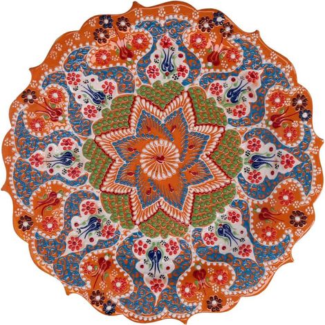Piatto Decorativo Ø30xh3 cm in Ceramica Arancione
