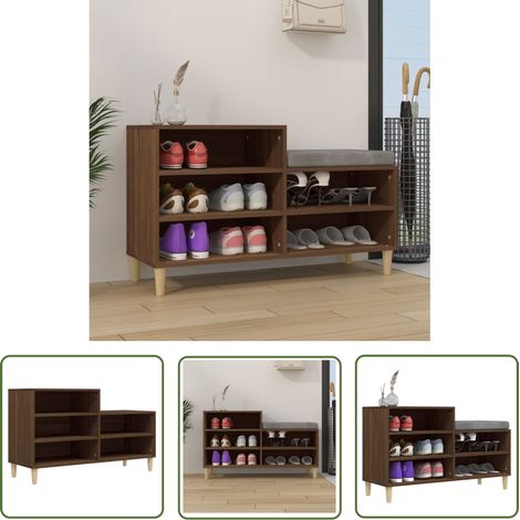 Meuble à Chaussures Armoire à Chaussures Meuble d'entrée Chêne marron 102x36x60cm Bois d'ingénierie 80277 (1/5)