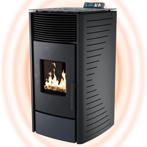 UMBRELLA® P12 Pelletofen 13,6 kW A+ bis 300 m³ – Auto-Reinigungszyklus, ECO-Modus, Wochenprogramm & mechanische Reinigungsunterstützung – Schwarz