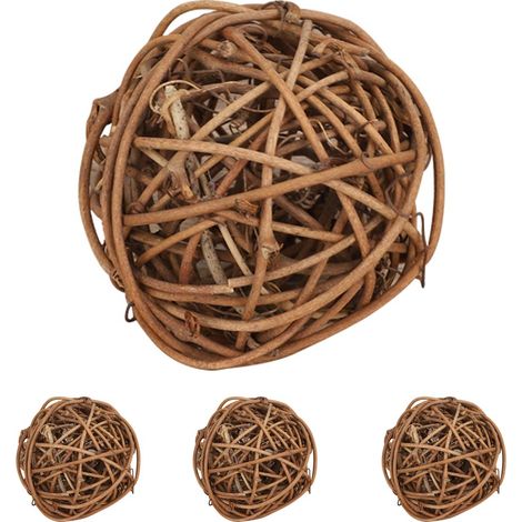 Lot de 4 boules en rotin, décoration naturelle, forme sphérique, pour mariage, Noël, intérieur(Troisième trimestre : Nouveaux produits en septembre) (1/5)