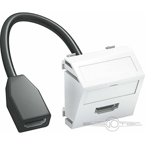 OBO Bettermann Soporte multimedia HDMI con cable, hembra-hembra 45x45mm Policarbonato blanco puro RAL 9010, 6104838
