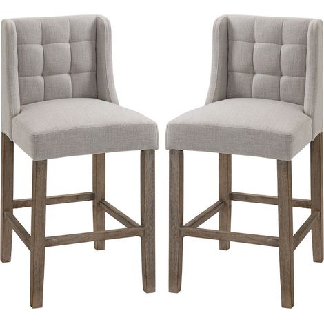 Tabouret de bar Vilririo rembourré bois massif gris naturel (1/5)