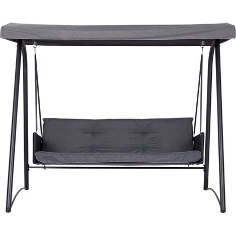 Sanne Hängesofa 3 Pers. mit Kissen schwarz, grau.