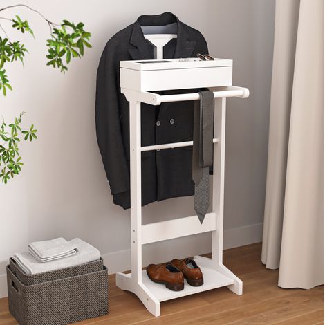 MEUBLIV Porte-manteau sur pied blanc 44x36,5x110 cm – avec rangement, sans matelas (1/5)