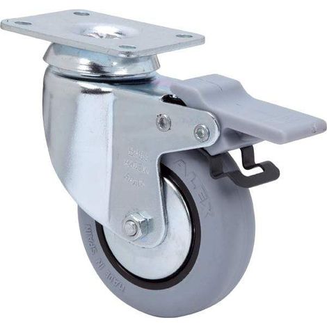 rueda giratora placa freno 10bhfd80cp-pgi poliamix-goma gris eje liso (1/4)