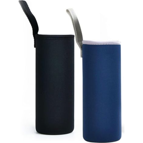 Set di 2 borse termiche in tessuto per immersioni, adatte a bombole da 550 ml, 750 ml, 1000 ml e 1500 ml, con isolamento termico e protezione contro danni fisici (1500 ml, nero).