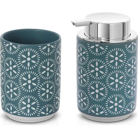 Set accessori bagno da appoggio 2 pezzi in ceramica turchese cobalto Circus (1/5)