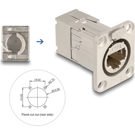 Delock Conector RJ45 tipo-D empotrado con conexiÃ³n LSA Cat.6A STP metal