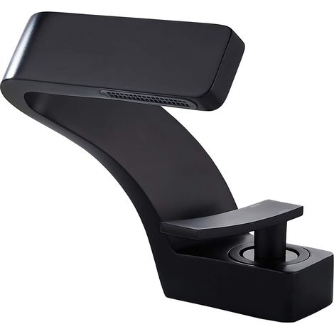 Robinet cascade pour évier de salle de bain, robinet mitigeur d'eau chaude et froide, robinet d'évier  avec deux tuyaux standard   (noir mat) (1/5)