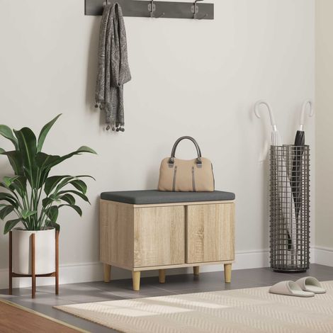 vidaXL Panca per ingresso con cuscino Rovere Sonoma 60 x 38 x 46