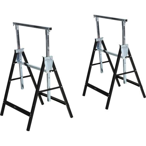 Trépied réglable en hauteur multifonctionnel 200 kg kg pour salon Trépied, support travail, hauteur, pliable, métal noir, 80-130 charge maximale (1/5)