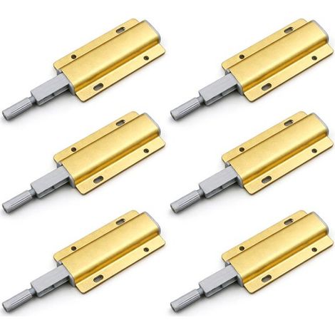 Apriporta scorrevoli - set da 6 pezzi - adatti per porte, mobili e cassetti - apriporta a pulsante - color oro (1/5)