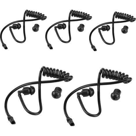 Set mit 5 transparenten, spiralförmigen Akustikschläuchen für Headset-Funkgeräte, Schwarz (1/5)