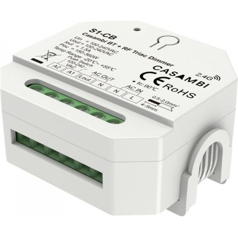 Interruttore Led Triac Dimmer Bluetooth APP Casambi, Pulsante NO, RF 2.4GHz, Per Lampada Led Dimmerabile 220V 1.5A Max 360W 0-100%