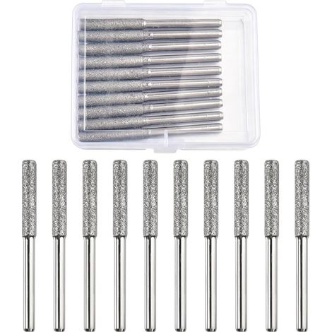 Lot de 10 Limes Diamantées pour Affûtage Chaîne Tronçonneuse 4mm 5/32 Poix Haute Dureté Avec Boîte de Rangement Pour Pierre Bijou Bois (1/5)