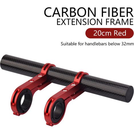 1 pièce Cadre d'extension de guidon vélo, fibre de carbone rouge, 20 cm, compatible avec tiges de direction en alliage d'aluminium