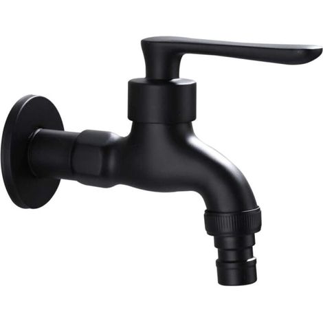 Robinet d'extérieur vintage pour eau froide avec levier unique (sorties 1/2" - entrée 1/2"), 1 convertisseur (3/4"), convient pour jardin, machine à laver, longueur 11 cm. (1/4)