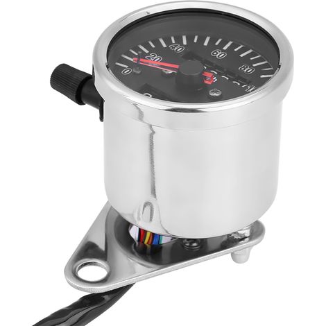 Compteur de vitesse de moto avec indicateur (cadran noir chromé) (1/5)