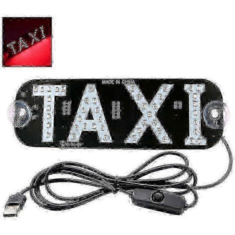 (Rouge) Panneau lumineux LED décoratif pour taxi, à fixer sur la vitre de la voiture avec port USB (1/4)