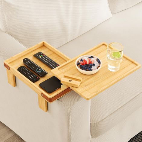 Accoudoir pivotant compatible avec le canapé - Canapé 2 places avec compartiment de rangement intégré - Table d'appoint en bois compatible avec le salon (1/5)