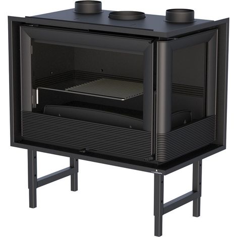 Bronpi – Insert à bois ventilé canalisable 11 kW – Foyer en fonte – 2 sorties canalisables – Évacuation supérieure – Pour volume de 300 m³