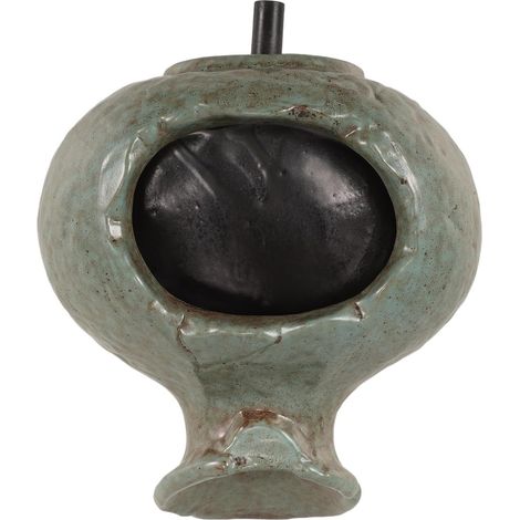 Fontaine en Pot Céramique Cascade Petit Format Vert Rétro, Fontaine D'intérieur Décorative pour Jardin, Bassin à Poissons Effet Cascade Apaisant et Décoration Intérieure