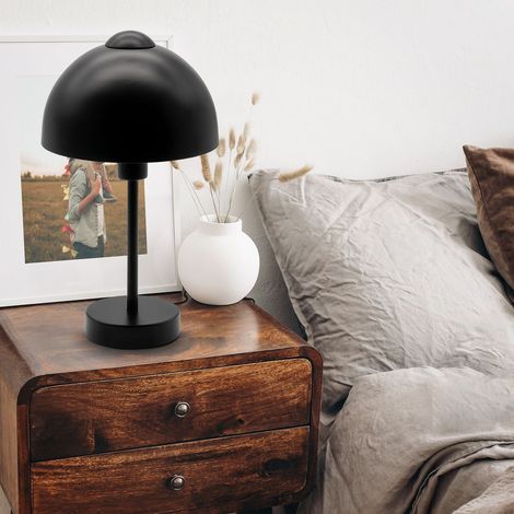 Lampe de table design rétro métal noir mat culot E14 pour ampoule 25 W avec interrupteur sur câble diamètre 10 cm hauteur 32 cm lampe de chevet salon chambre (1/5)