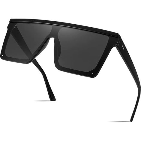 Lunettes de soleil surdimensionnées pour hommes et femmes, monture plate carrée tendance, visière, protection UV400 B2470 (1/5)
