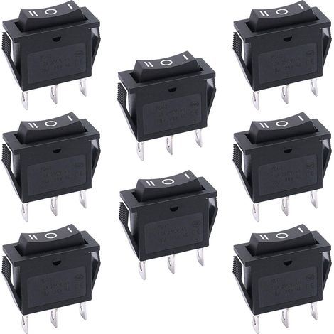 8 pièces Interrupteur à Bascule 3 positions ON/OFF/ON SPDT 3 broches Commutateur à bascule 15A 250V 20A 125V AC pour Voiture Camion Bateau Appareils électroménagers KCD3-103-BK (1/5)