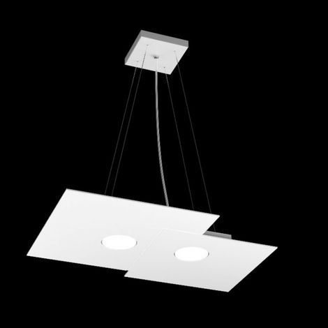 Lampadario moderno top light plate 1129 s2 r gx53 led monoemissione metallo sospensione, finitura metallo bianco