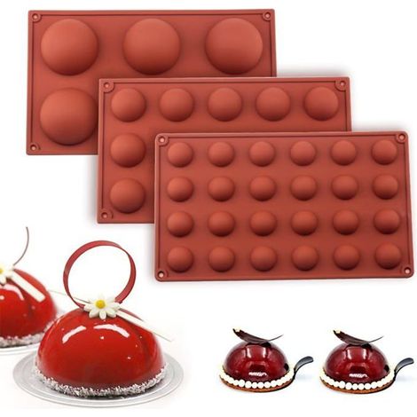 3 pièces de moule en silicone demi-sphère, moules à chocolat, moule de cuisson pour la fabrication de chocolat, gâteaux, gelée (1/5)