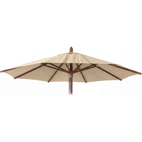 [NEUWERTIG] Ersatz-Bezug für Gastronomie Holz-Sonnenschirm HHG-205b, Sonnenschirmbezug, rund Ø3m Polyester creme