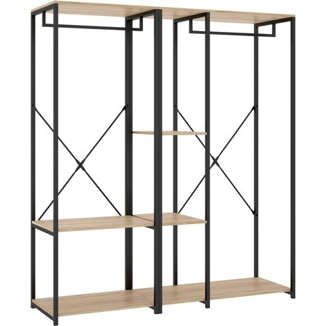 Vestidor modelo Selena acabado natural-negro, 150cm(ancho) 40.4cm(fondo) 167cm(alto).