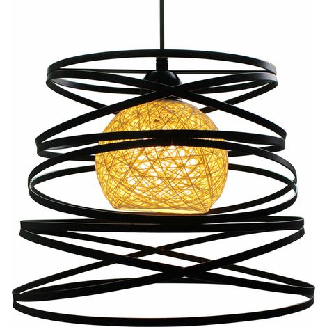 Suspensions vintage luminaires style industriel, plafonnier vintage forme Ressort, éclairage intérieur, lampe cuisine salon salle à manger chambre, noir, Ø 300mm - Noir BLOW (1/5)