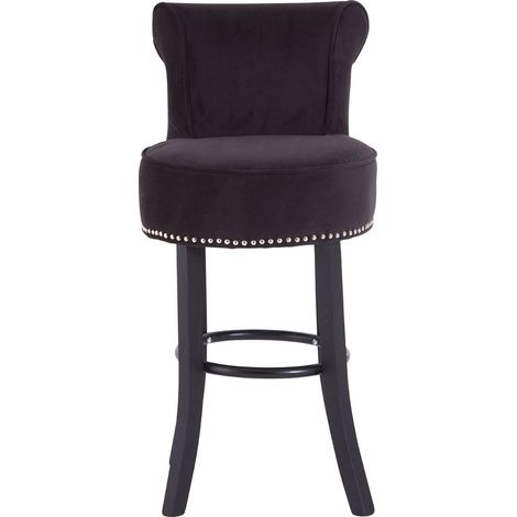 Interiors by Premier Black Velvet Bar Chair, Comfortable Seating Breakfast Bar Chair, Footrest Living Bar Chair Kitchen (1/5)