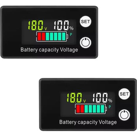 Viele 2 Tester für die Kapazität CC 12 V 10–100 V mit numerischer Anzeige von Spannung und integriertem Hygrometer (Farbe), Spannungsmessung im Ruhezustand und Innenthermometer. (1/2)