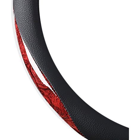 38 cm Lenkradbezug aus Kunstleder und Kohlefaser, schweißabsorbierend und rutschfest, rot. (1/5)