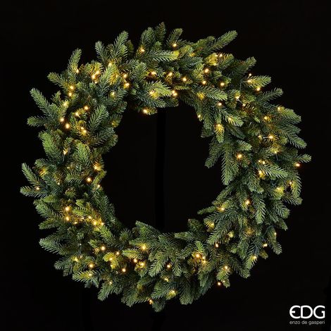 Ghirlanda "Luxury" con Microled retro porta natalizio in PE effetto Real Touch -80 cm (1/4)