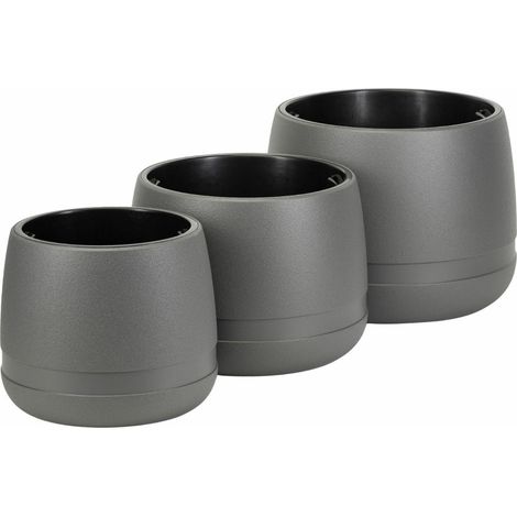 Set di 3 vasi da fiori LUNA VASE color antracite.