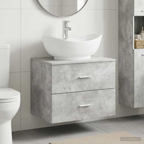 Beyamis Ensemble de meubles de salle de bain gris béton (1/5)